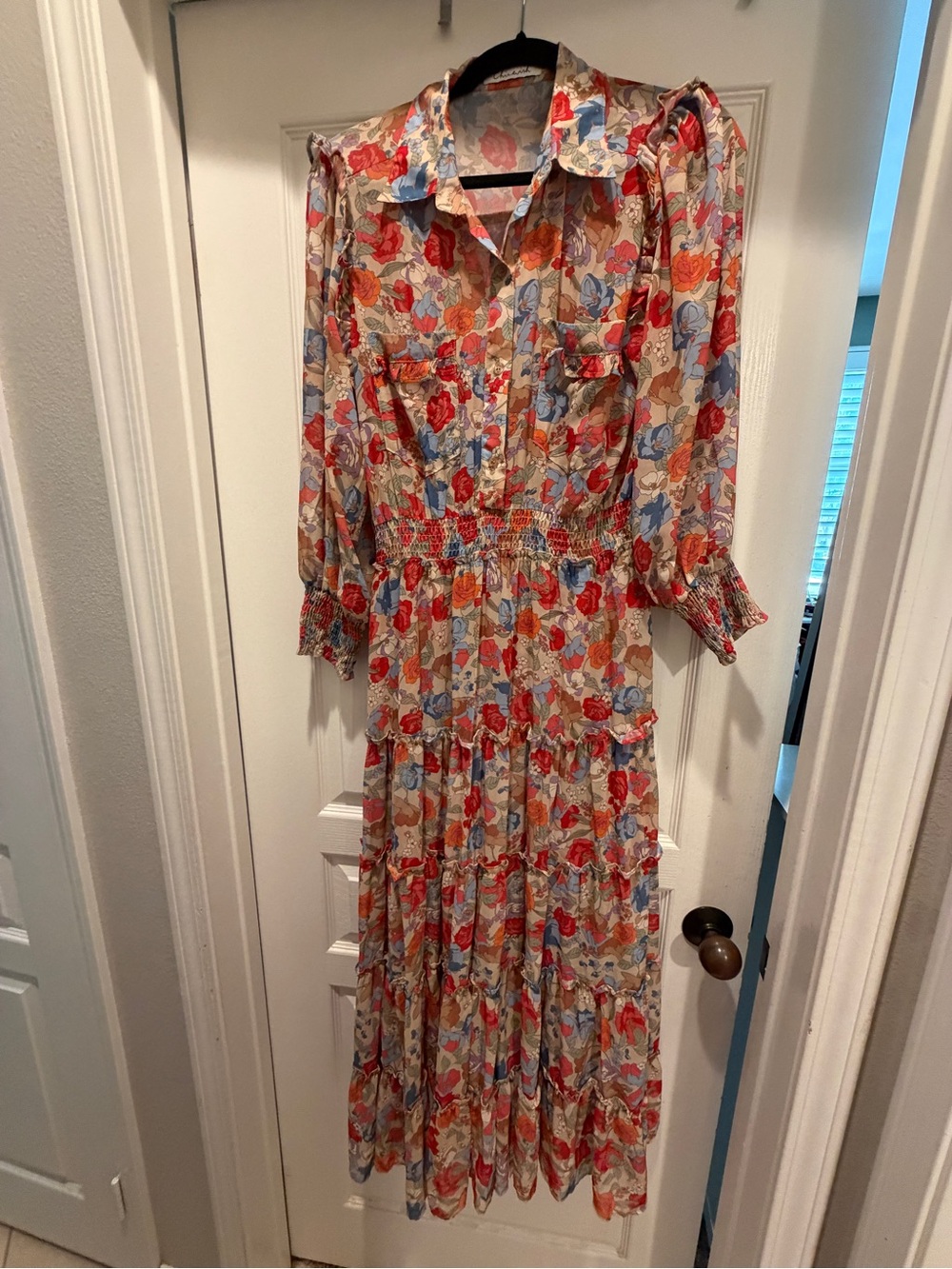 Chiwish Floral Ruffle Tiered Maxi Dress Size M